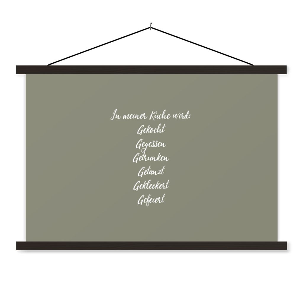 MuchoWow Textilposter Zitate - In meiner Küche - Sprueken - Kochen 150x100 cm mit schwarzem Rahmen - Schlafzimmer