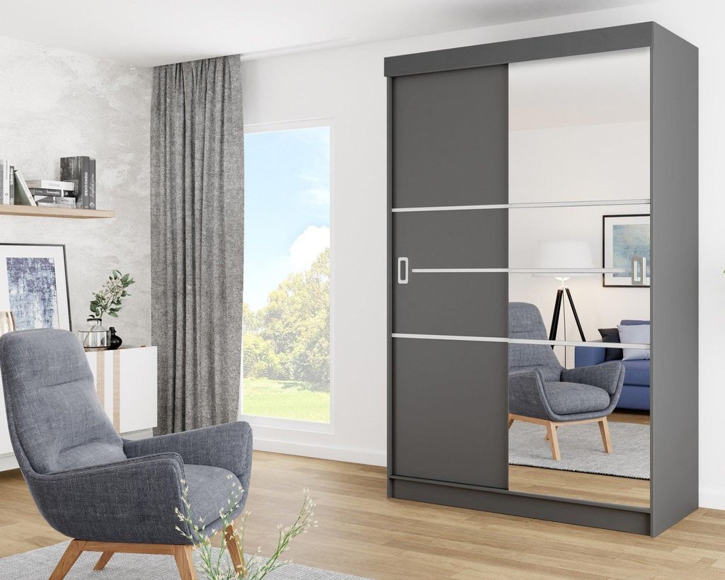 Kleiderschrank BILL 138 cm 2 Farben. Variante: Grafit-Anthrazit, 138x205x59