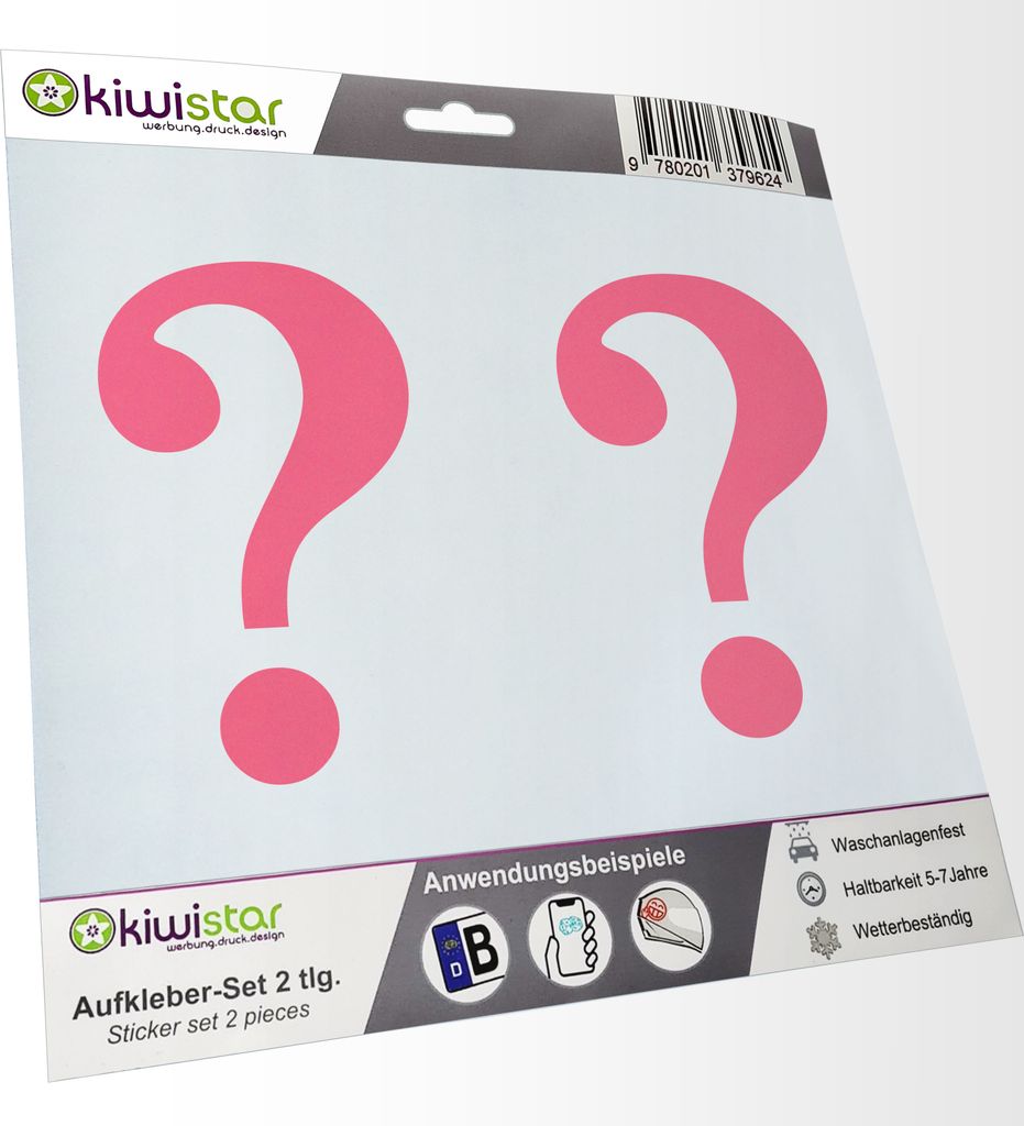 Kiwistar - 2x Kennzeichenaufkleber - hellrosa - 21 mm Fragezeichen - Question Mark Aufkleber für Auto, Laptop, Fahrrad, LKW, Motorrad Mehrfarbig J...