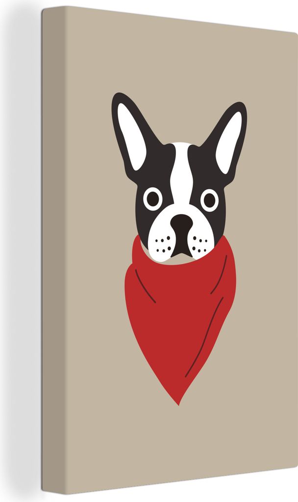 OneMillionCanvasses - Leinwandbilder - 90x140 cm, Kinder Illustration Hund mit Kopftuch, Wandbilder Kunstdruck Wanddekoration - Wandschmucke - Sc...