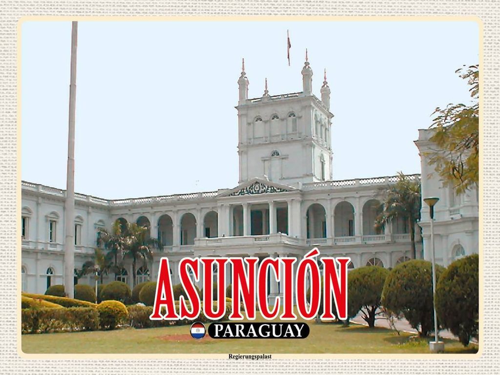 vianmo Holzschild 30x40 cm Asuncion Paraguay Regierungspalast Bildmotiv Reisemotiv Abenteuer Reisen