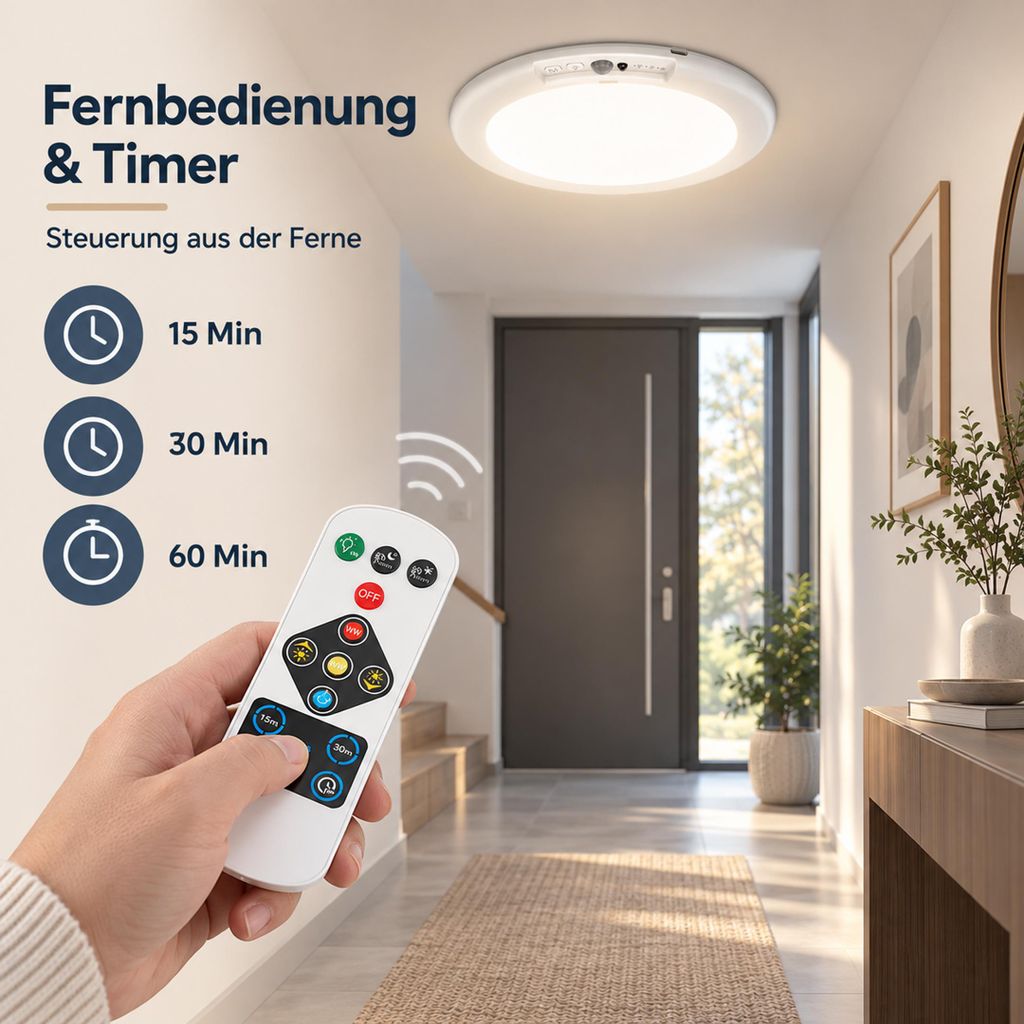 Akku Deckenleuchte mit Bewegungsmelder für Schlafzimmer