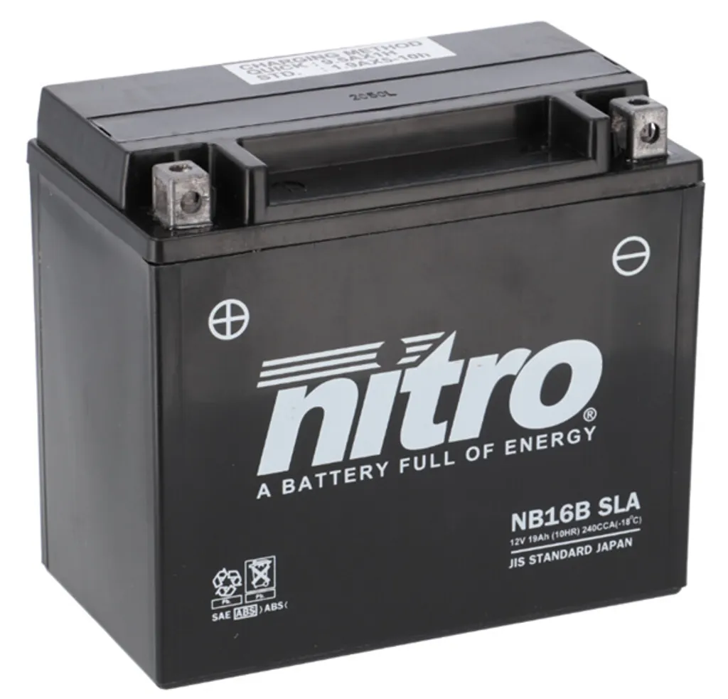 Batterie Moto Nitro NB16B 12V 19Ah Idéale pour Hivernage et Long Trajet