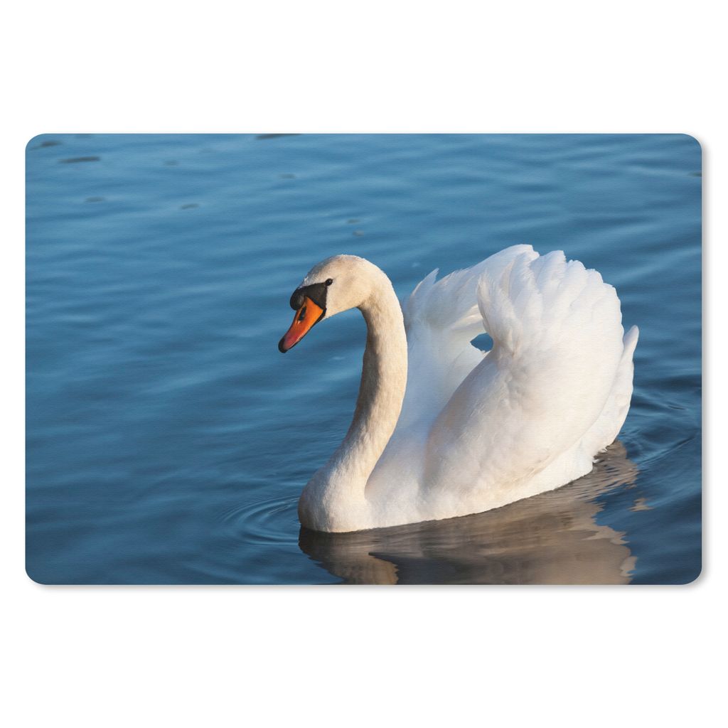 MuchoWow Schreibtischunterlage Schwan - Wasser - Vogel - Weiß 60x40 cm - XXL Mauspad - Großes Mauspad