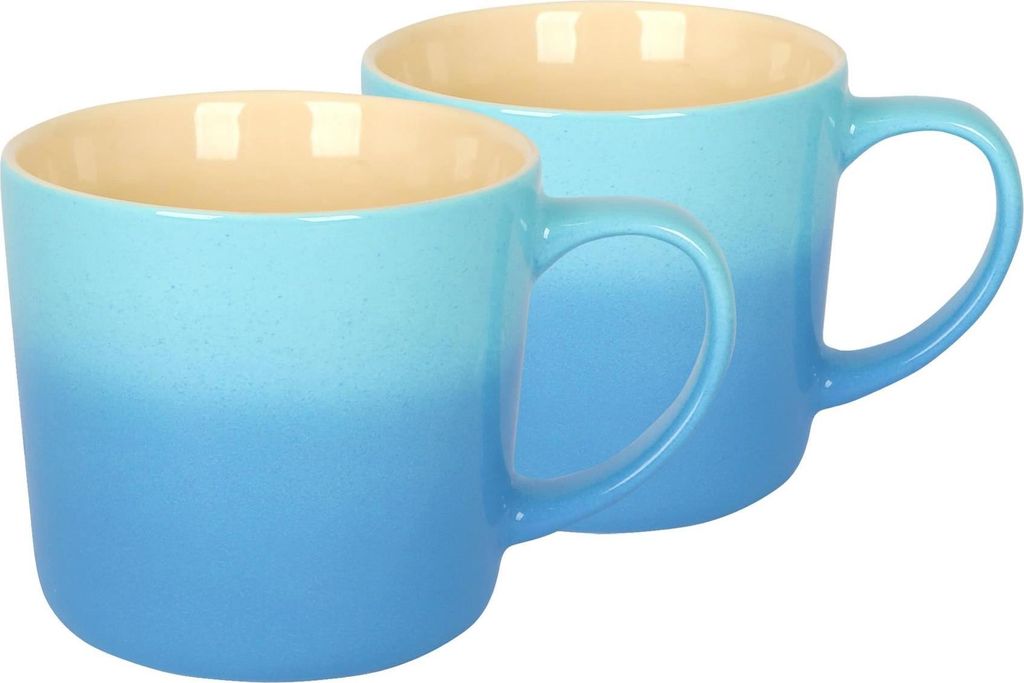 Argon Ta Tassen aus neuem Bone China – 330 ml – Blaues Ombre – 2er-Pack