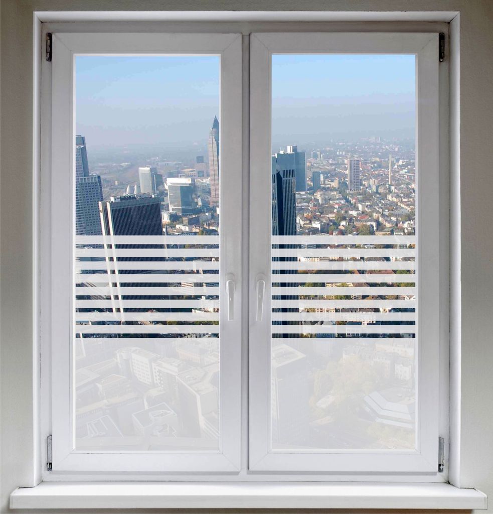 INDIGOS UG Fensterfolie Sonnenschutz Sichtschutzfolie Glasdekorfolie Stripes satiniert blickdicht - 1200mm Breite x 500mm Höhe