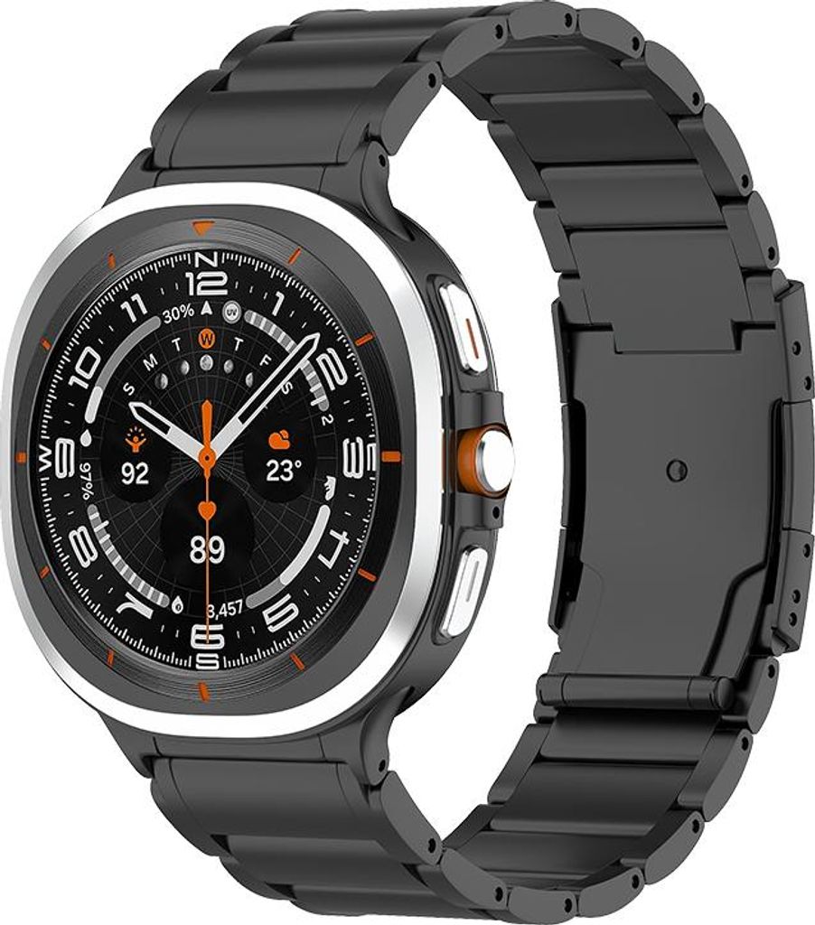 Strap-it Titan-Gliederarmband - passend für Samsung Galaxy Watch Ultra / Ultra 2025 (schwarz)