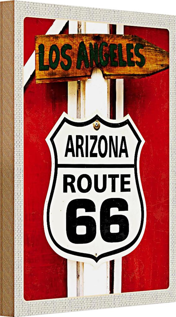 Holzschild Reise 20x30cm USA Los Angeles Arizoa Route 66 Urlaub