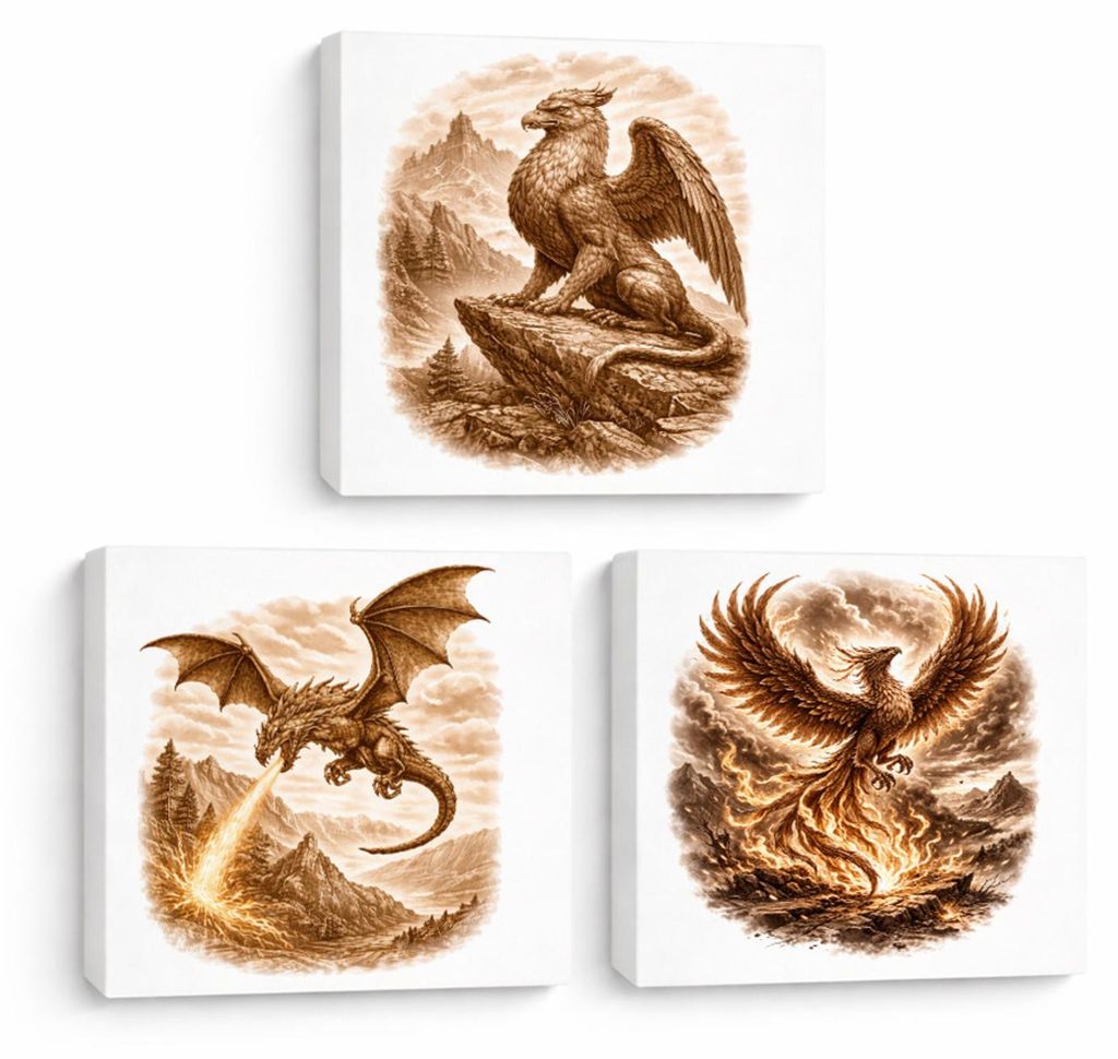 Mythos Freiheit 3er Set Holzbilder in 20x20 cm zum Stellen oder Aufhängen er