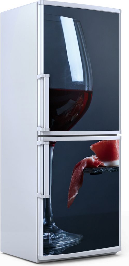 Kühlschrankdekoration 70x180 cm Aufkleber auf dem Kühlschrank - Jamon mit Rotwein