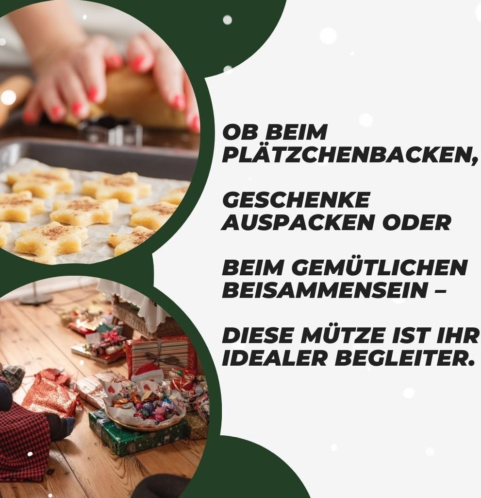 Weihnachtsmütze Für Erwachsene – Mit Pailletten & Schneeflocken, Warmes Kunstfell