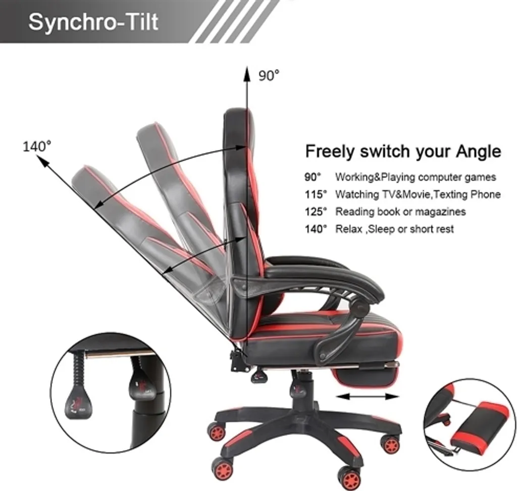 Siège gamer pivotant noir et blanc pour setup informatique et streaming - 3