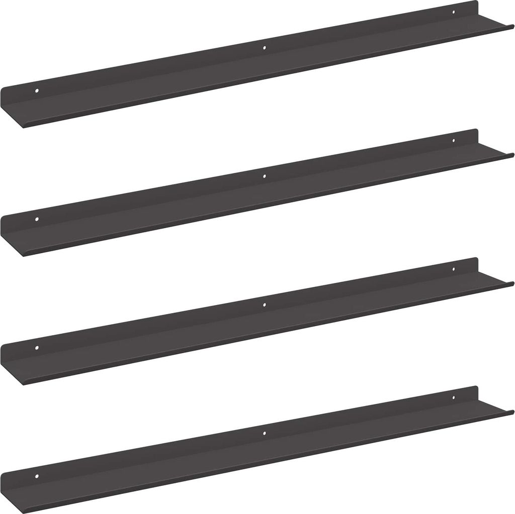 vidaXL Schwebendes Regal 4 pcs Schwarz 80 x 9 x 2,5 cm Stahl