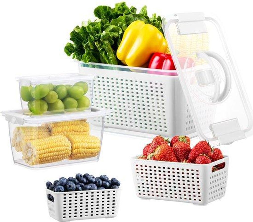 BPA-vrije, vaatwasserbestendige, 3-tegels, koelbox voor groenten en fruit