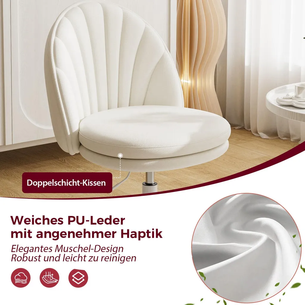 Chaise de bureau confortable sur roulettes et hauteur réglable blanc - 9