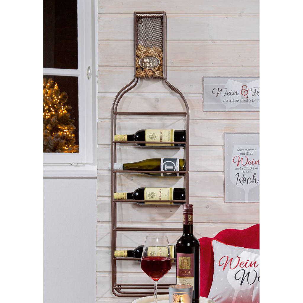 Gilde Weinregal, Flasche, "Cork", Metall, braun, VE 1, L. Produktbild 