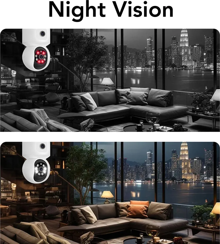 Surveillance maison WiFi 1080p 360° pour bébé et animaux domestiques