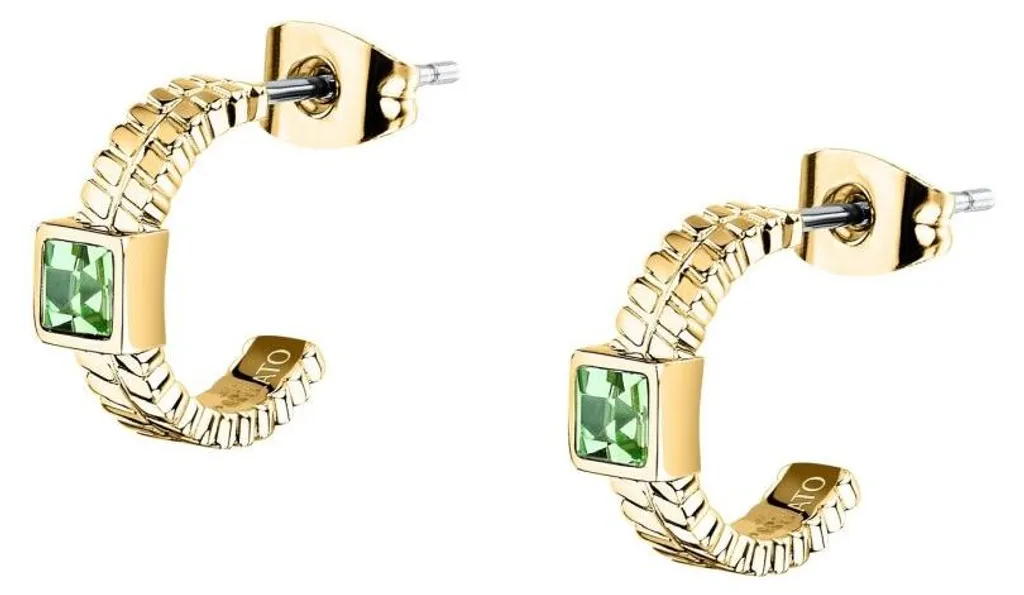 Pendantes dorées Gioia SAVY42 : boucles d'oreilles et cristaux verts