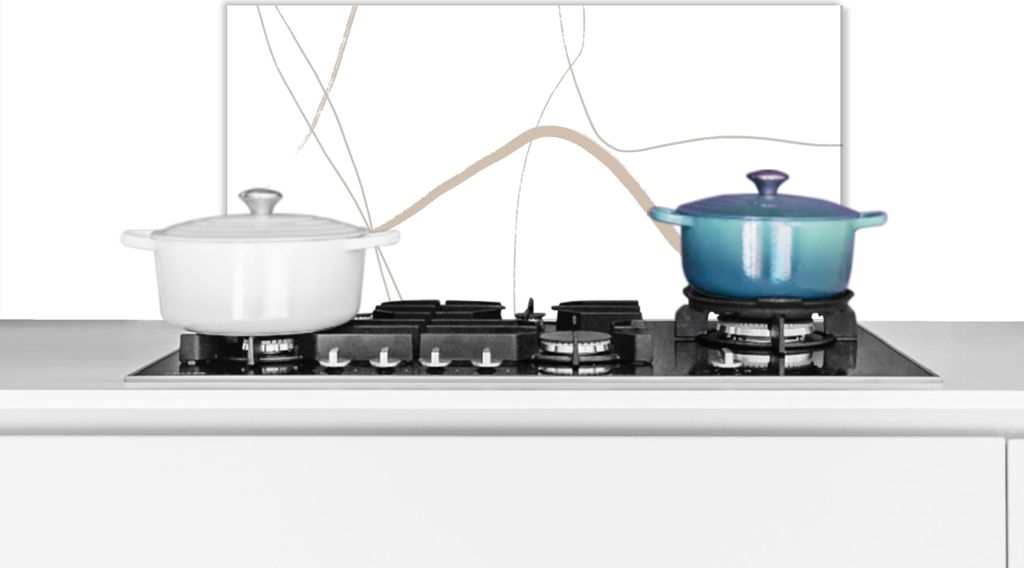 KitchenYeah Spritzschutz Küche - Küchenrückwand - Wandschutz für Herd und Spüle - Abstrakt - Minimalismus - Linienkunst 70x30 - Alu-Dibond ...