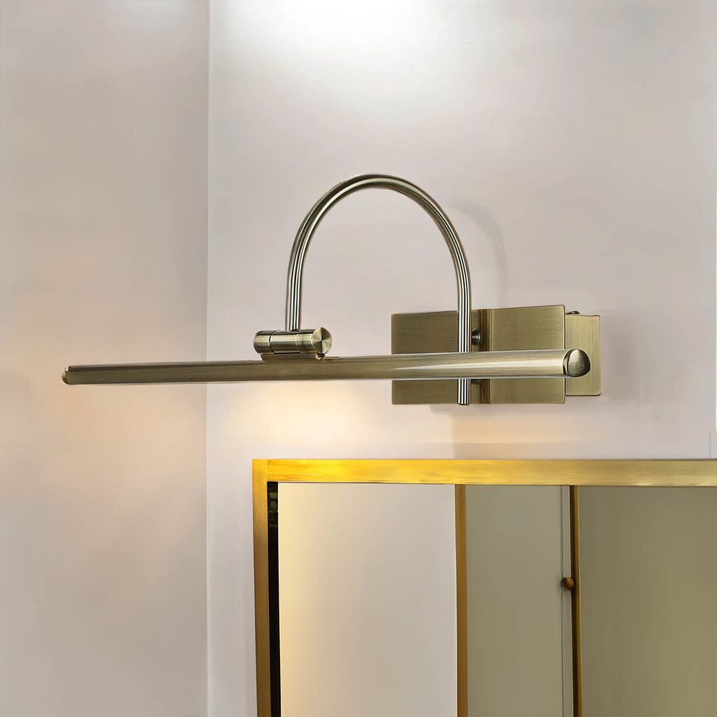 LED Bilderleuchte Messing antik Jugendstil B: 45,5 cm verstellbare Spiegelleuchte Bilderlampe Wandlampe