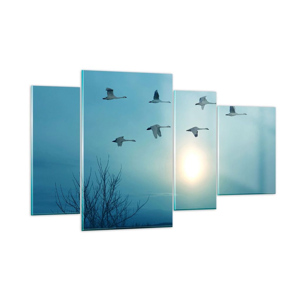 Bilder auf glas - Storch Vogel Natur - 120x70cm - Glasbilder - Wandbilder - Kunstdruck - zum Aufhängen bereit - Wanddekoration aus Glas - Glas Bil...