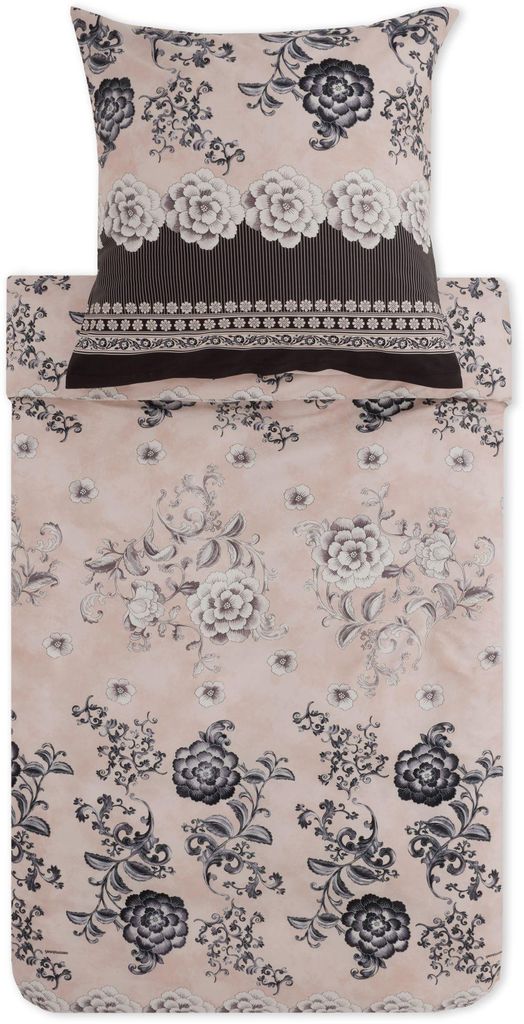 Bassetti Satin-Bettwäsche-Garnitur Paraggi Farbe ELFENBEIN-SCHWARZ 20 Größe 135x200+80x80