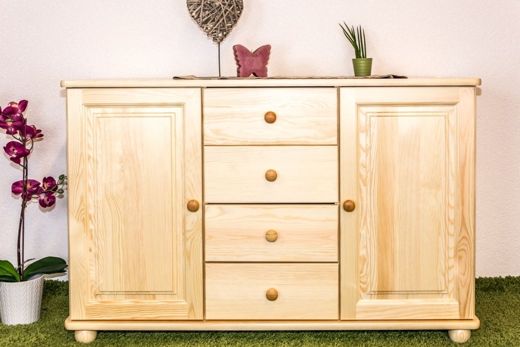 Anrichte, Kiefer massiv, Breite: 121 cm, Farbe: Natur