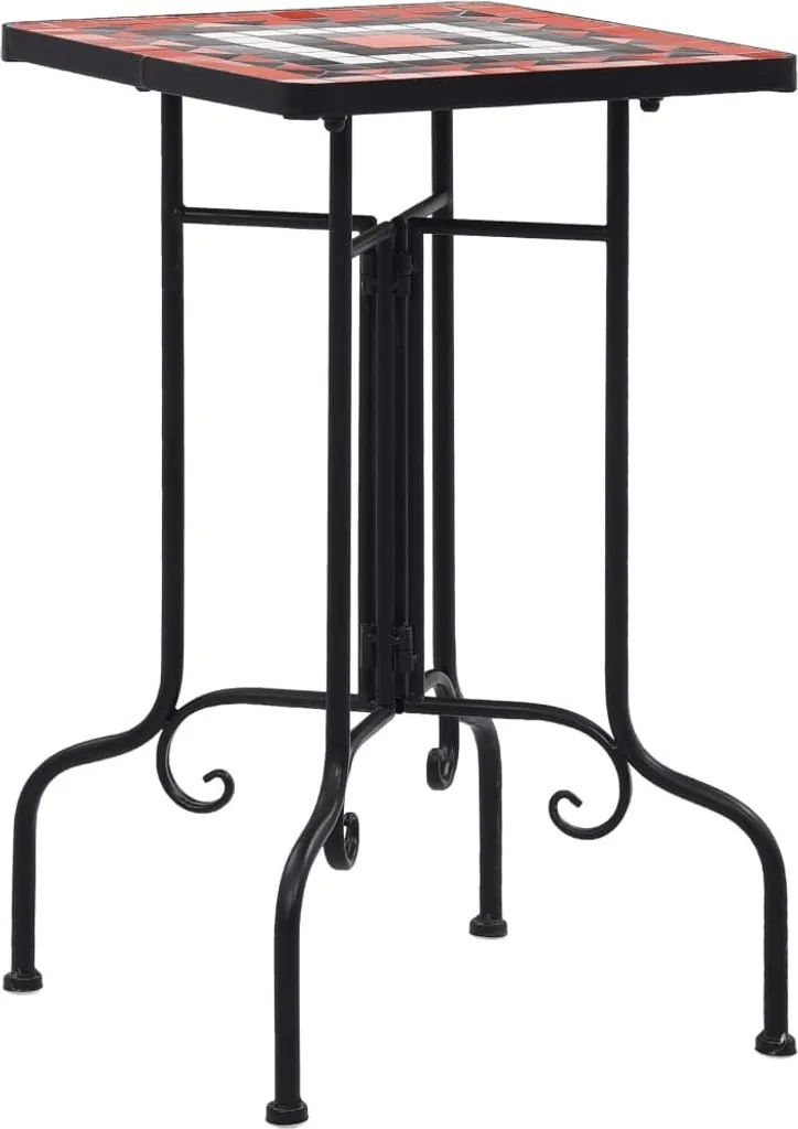 Petite table d'appoint stable en céramique - Mosaïque terracotta blanc