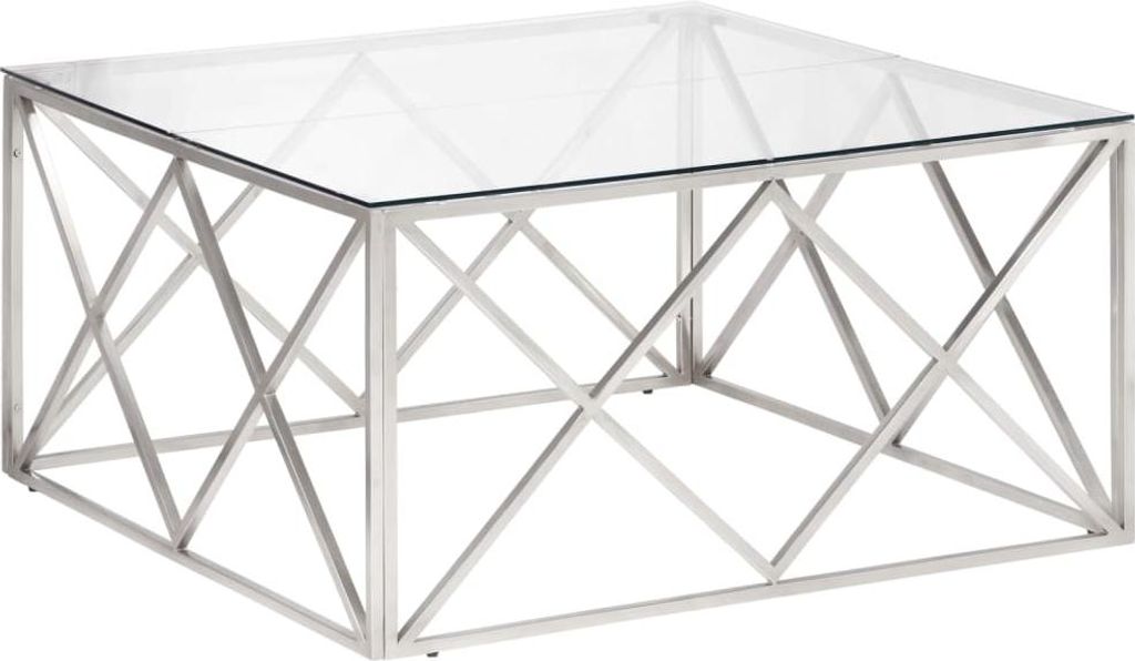 vidaXL Couchtisch Silbern Edelstahl und Hartglas Produktbild 