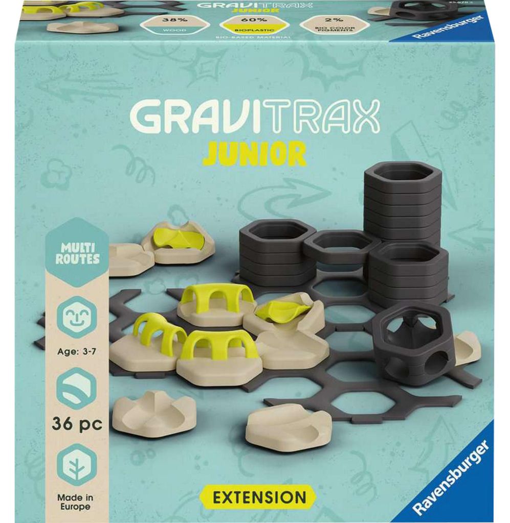 GraviTrax|Ravensburger Ravensburger GraviTrax Junior Extension Multi Routes - Erweiterbare Kugelbahn für Kinder, Murmelbahn überwiegend aus nac