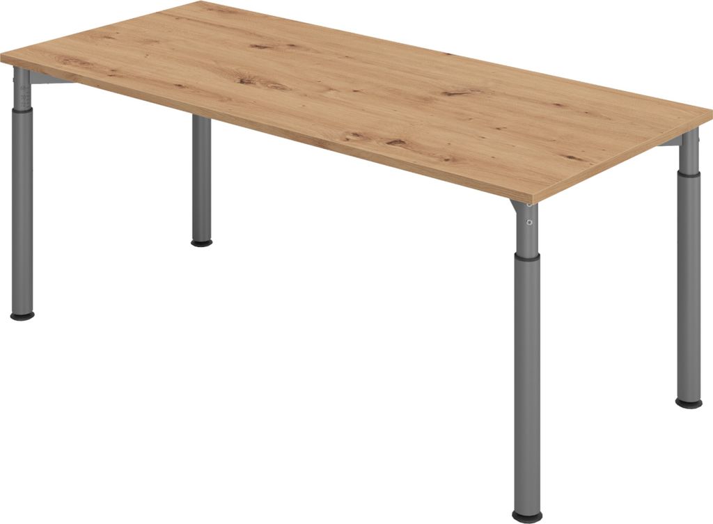 bümö Schreibtisch Serie-Y - Nachbildung: Asteiche, Gestell: Graphit, Größe: 180 x 80 cm