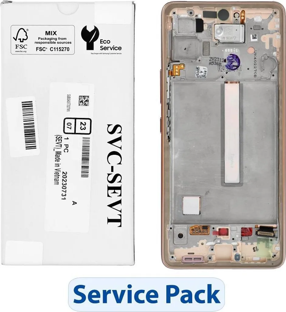Écran Samsung A53 5G GH82-28024D avec Châssis Or Super AMOLED Original