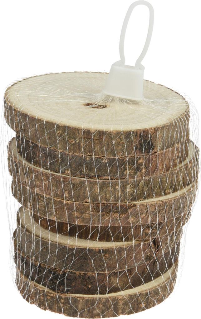 Satz von 8 Holzglasuntersetzern 8cm Produktbild 