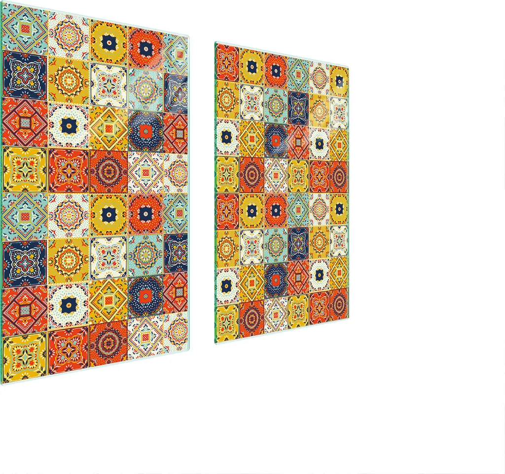 Set 2 coprifornelli vetro temperato 75x52 - Tagliere mosaico XL