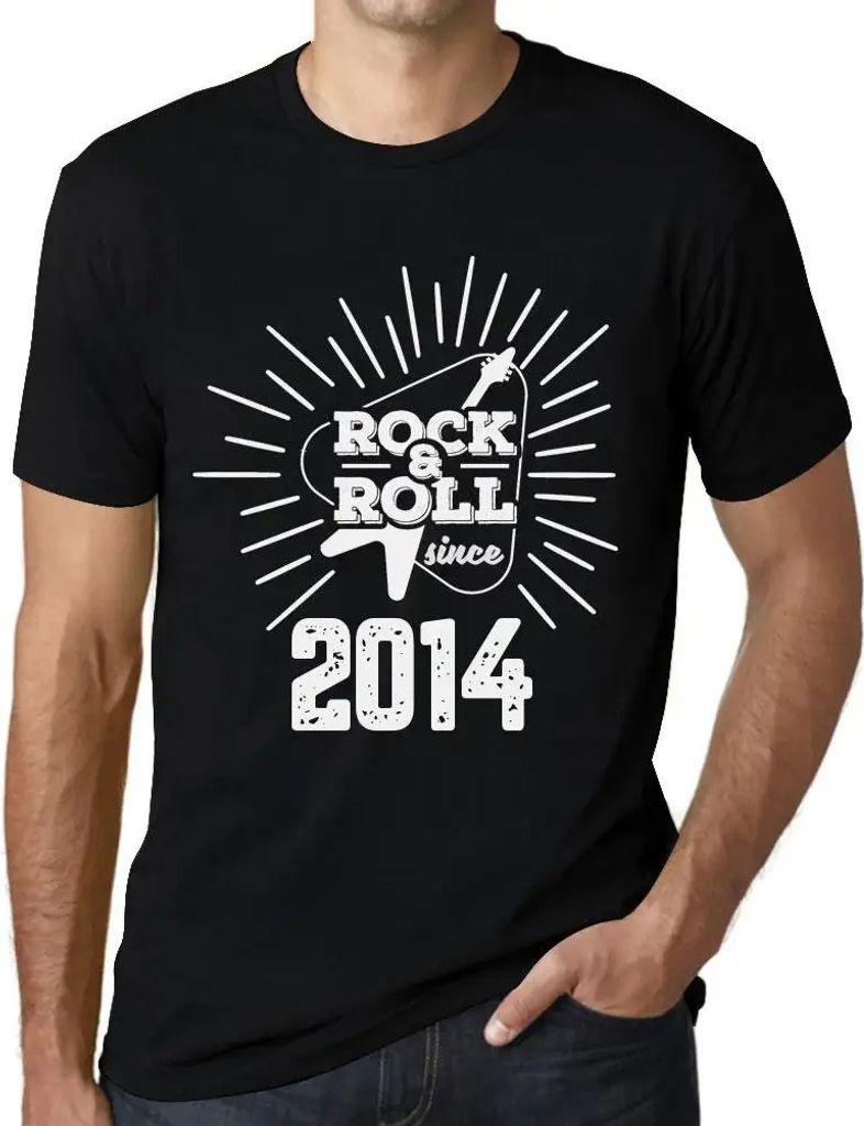 Herren Grafik T-Shirt Gitarre und Rock & Roll seit 2014 – Guitar and Rock & Roll Since 2014 – Geschenk 10. Geburtstag Jahrestag 10 Jahre Jubil...