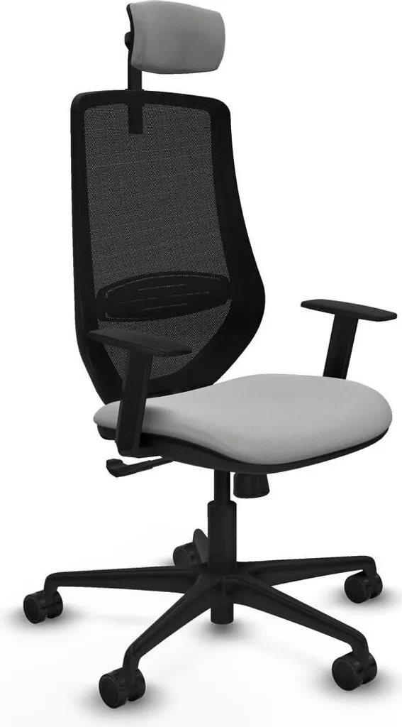 Fauteuil de bureau gris clair D036N2W avec dossier haut et réglable