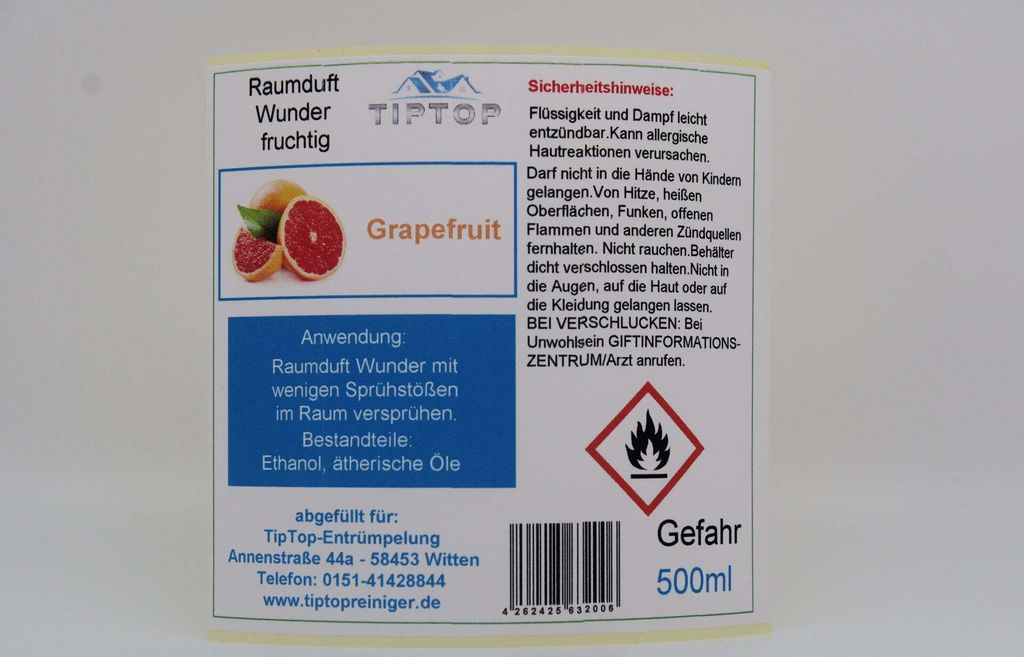 Raumduft - Wunder - 500 ml- fruchtig - mehrere Duftnoten zur Auswahl – Grapefruit
