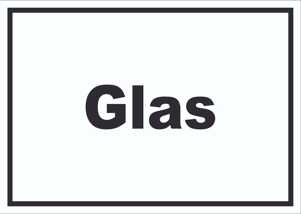 Glas Mülltrennung Schild mit Text waagerecht A6 (105x148mm)
