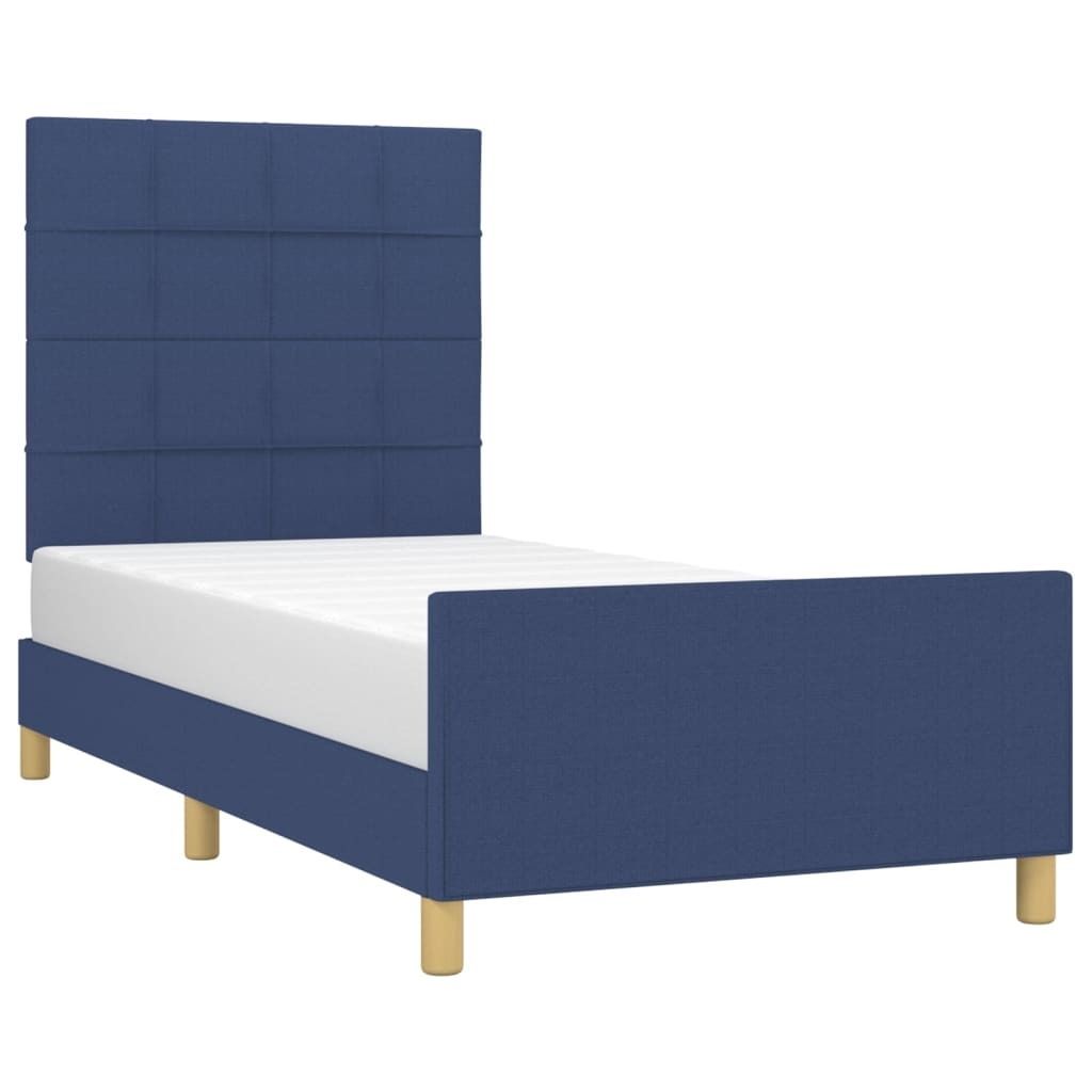 Bettgestell ohne Matratze Blau 90x190 cm Stoff