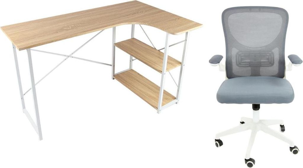 Set Schreibtisch Quest Sonoma Eiche + Stuhl APA Grau