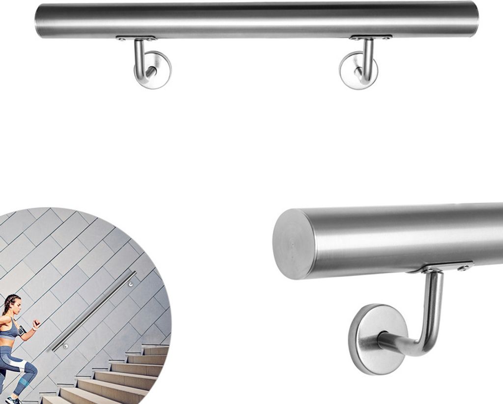 VINGO Handlauf Edelstahl 80cm Geländer Treppe Wandhandlauf Produktbild 
