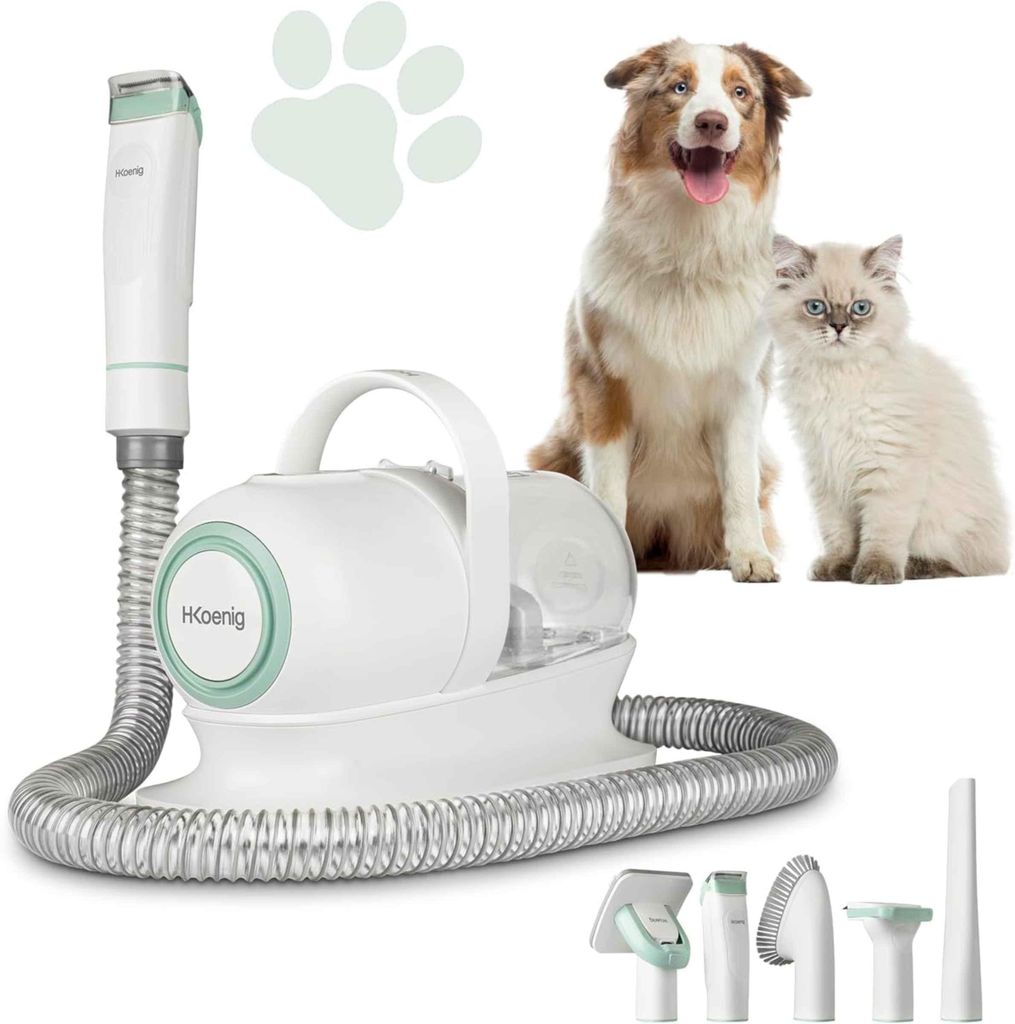 PAW400 H.Koenig Staubsauger, Haarschneidemaschine für Haustiere, für Hunde und Katzen, Staubsauger, Mähen und Bürste, 9 Zubehörteile, abnehmba...