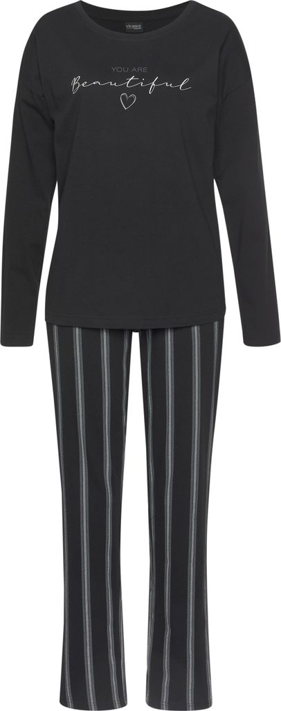 Vivance Dreams Pyjama 2 -teilig schwarz-gestreift Größe 44/46