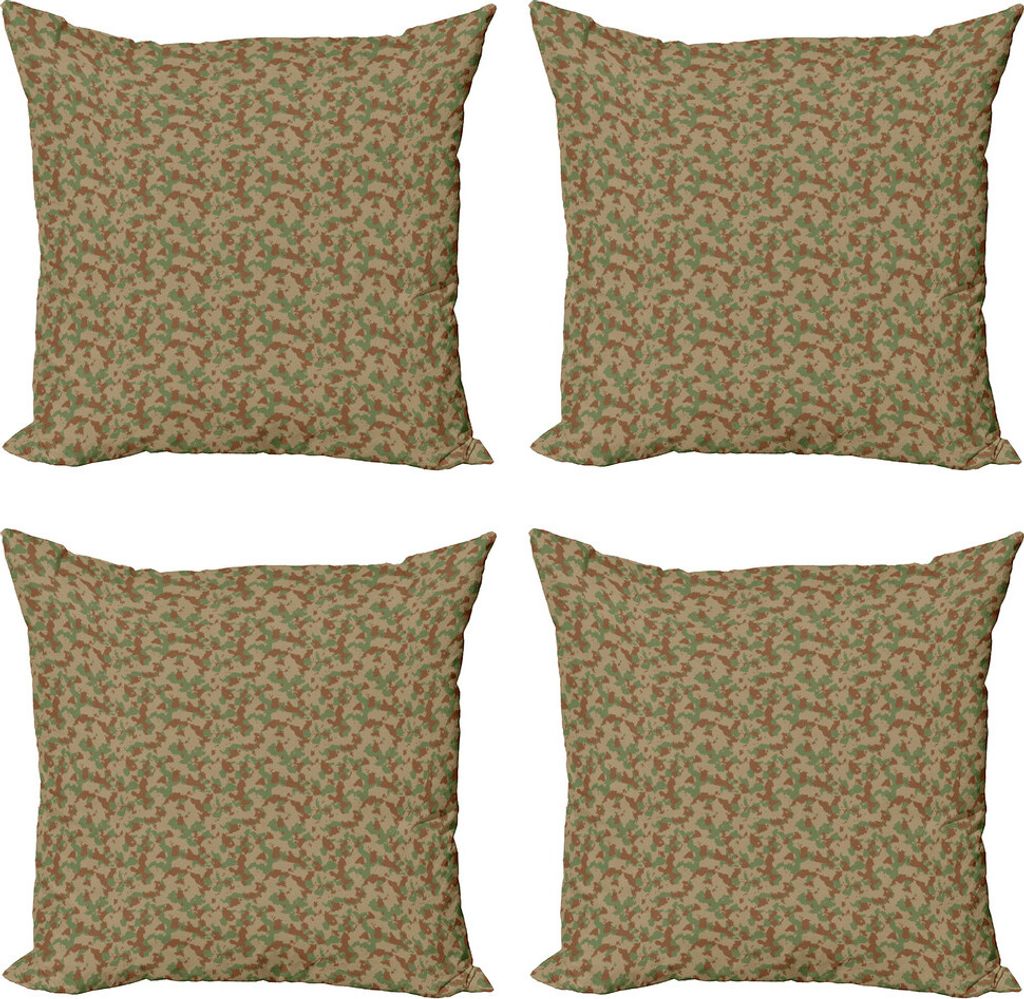 ABAKUHAUS Tarnen Kissenbezug Set (4 Stück), Klassische Tricolor Camo, Moderner Doppelseitiger Digitaldruck, 60 cm x 60 cm, Resedagrün Dark Tan
