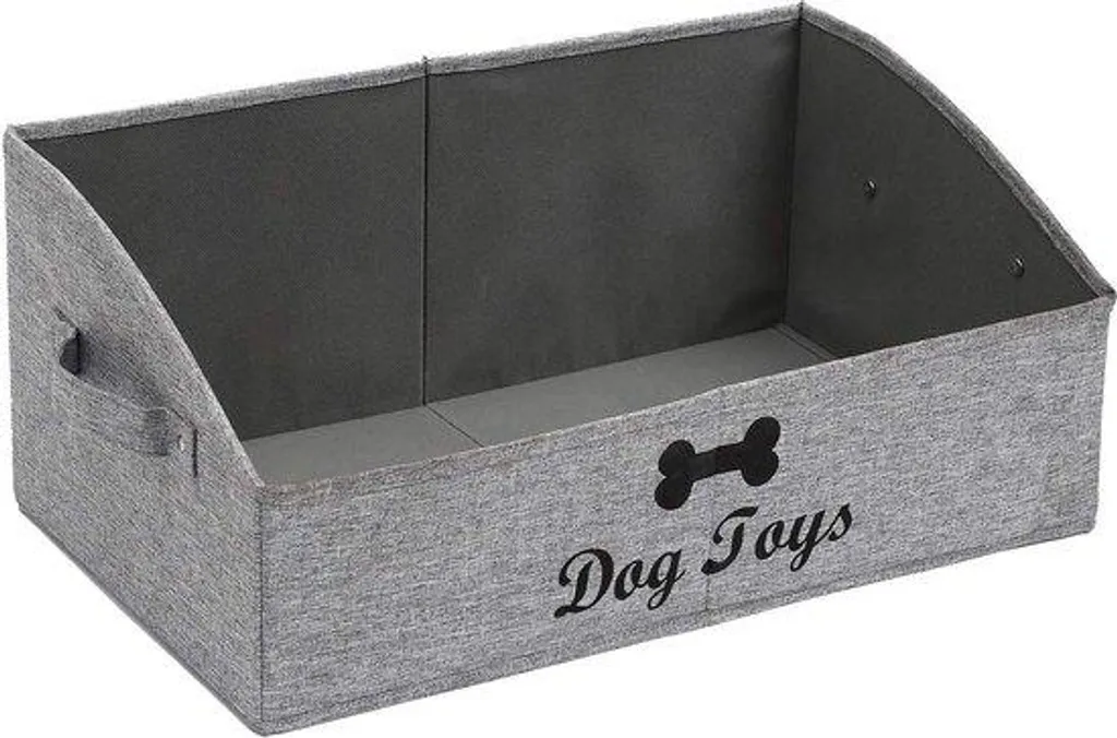 Grand bac à jouets gris en tissu renforcé - Rangement stable et doux