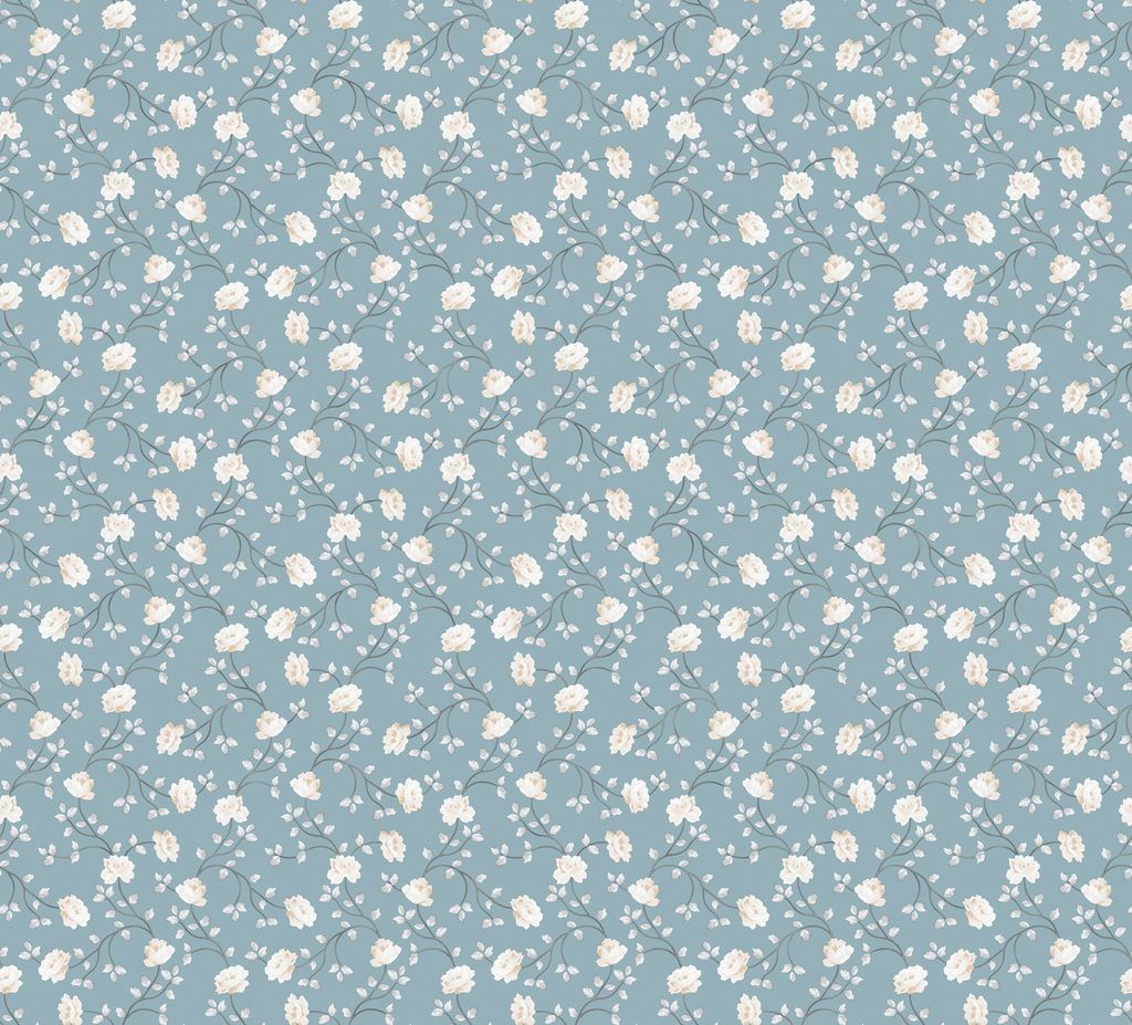 Sanders & Sanders Tapete Blumen Graublau und Weiß 53 cm x 10 m