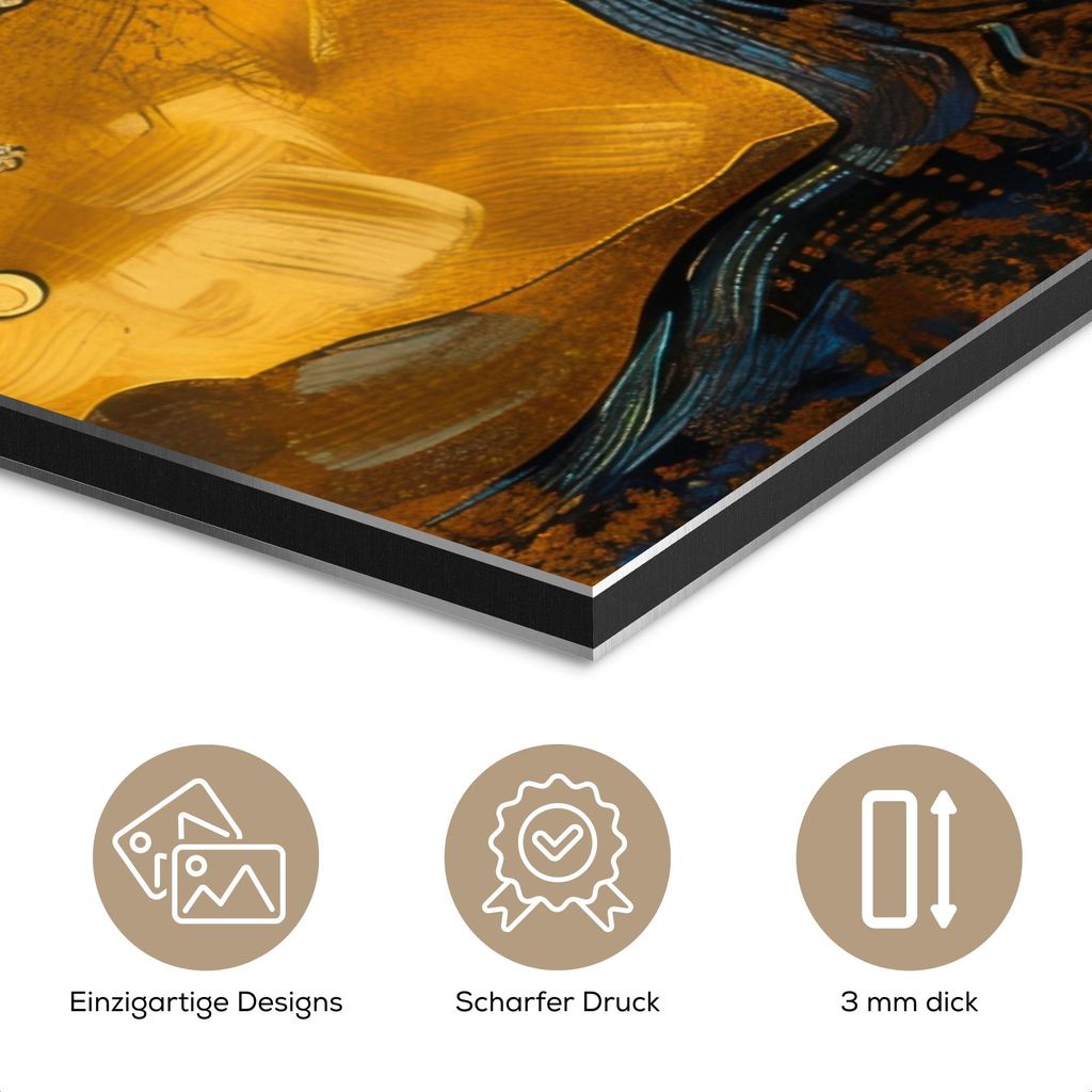 MuchoWow Wanddekoration Metall Metallbild Wandkunst 60x80 cm Baum - Baum des Lebens - Abstrakt - Gold MuchoWow Aluminium Gemälde - Wanddekoration ...