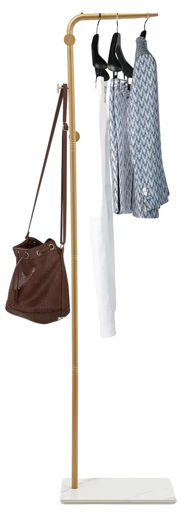 Vestiaire d'entrée moderne porte-manteau doré sur pied en métal chic