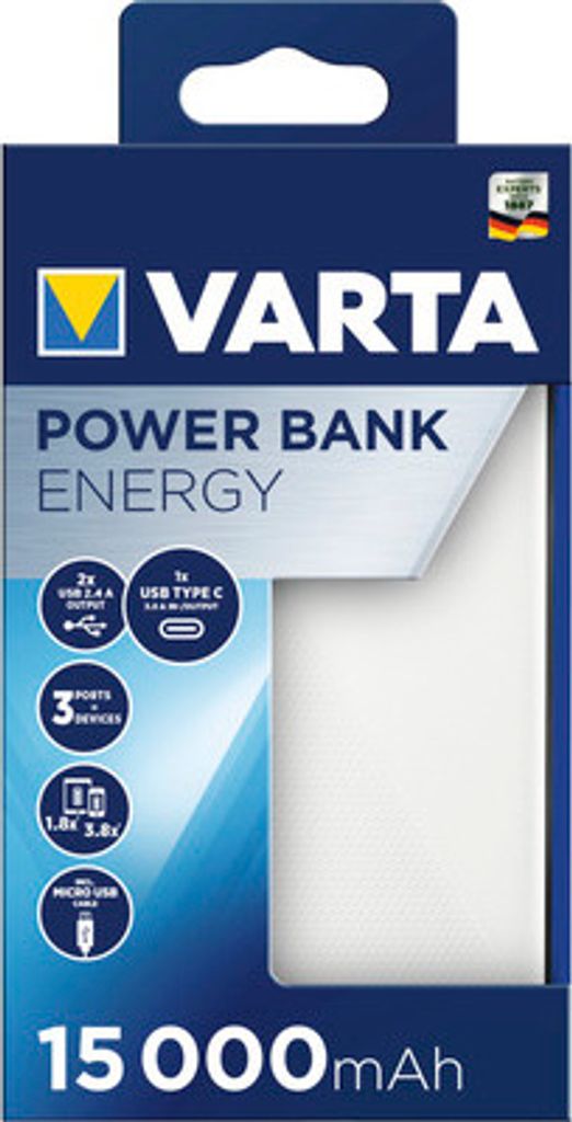 Varta Power Bank Energy 15000 15.000mAh, 2xUSB A, 1xUSB C Produktbild 10