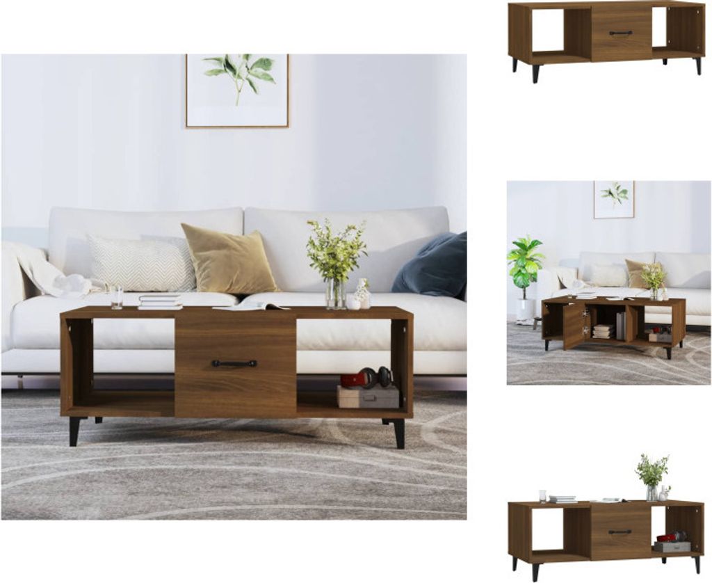 vidaXL Couchtisch Braun Eichen-Optik 102x50x40 cm Holzwerkstoff - Couchtische